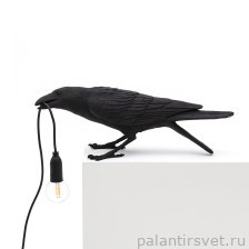 Seletti 14736 playing BIRD светильник ворона черная лампа настольная